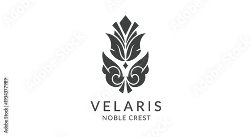 Elegant Floral Crest Logo with Text - Noble Emblem for Branding