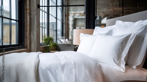Crisp White Supima Cotton Percale Sheets on a Luxury Bed