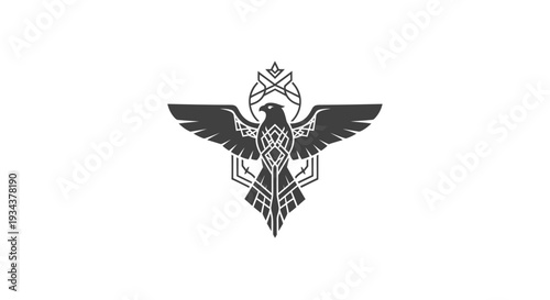 Stylized Eagle Emblem with Geometric Wings and Crown