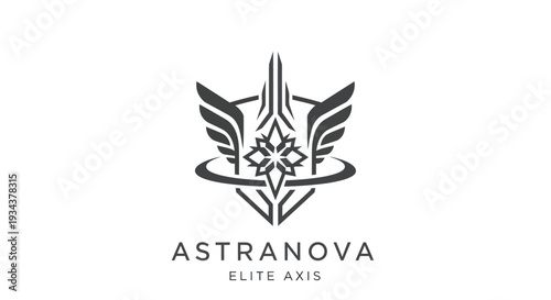 Astranova Elite Axis Logo Design: Futuristic Emblem with Wings and Star