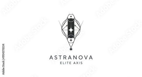 Geometric Logo with Text Astranova Elite Axis on White Background