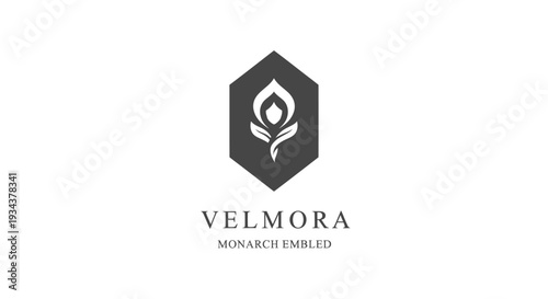 Modern abstract hexagon logo with stylized flame or leaf symbol, clean design