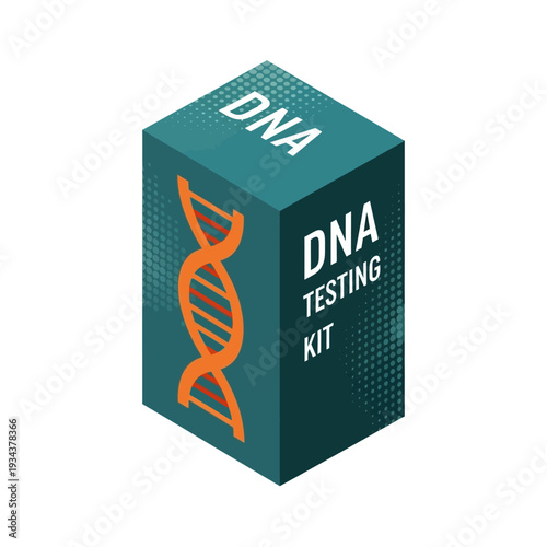 Vector DNA Testing Kit Box Design for Genetic Analysis and Health Screening - Isolated Illustration