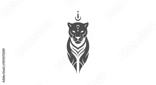 Mystic Panther Tribal Tattoo Design - Black and White
