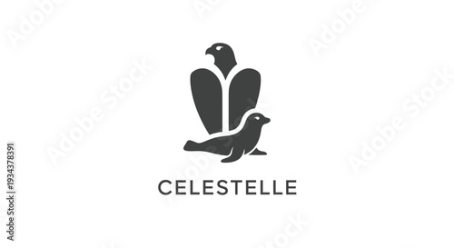 Eagle and Seal Logo - Minimalist Animal Silhouette Icon