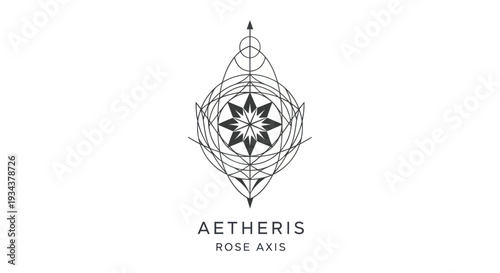 Geometric Sacred Geometry Symbol, Esoteric Design, Rose Axis Logo
