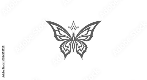 Elegant Butterfly Silhouette Icon, Delicate Insect Art, Minimalist Design