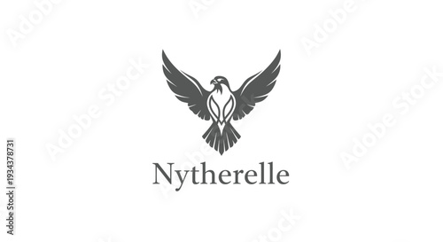 Elegant Falcon Logo with Wings Spread on White Background