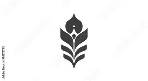 Abstract stylized wheat stalk logo icon, agriculture, harvest, organic, growth, business symbol