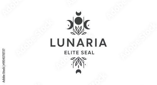 Mystical Lunaria Elite Seal Logo with Moon Phases and Geometric Elements