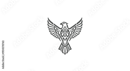 Tribal Eagle Emblem Silhouette on White Background