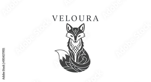 Elegant Fox Logo with Intricate Tribal Patterns, Minimalist Design