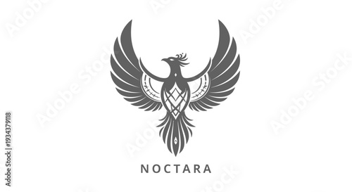 Stylized Phoenix Logo with Spreading Wings and Text "NOCTARA"