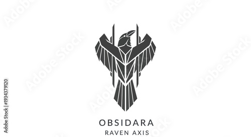Geometric Raven Logo Design - Obsidian Axis