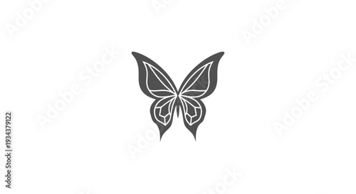 Monochromatic Butterfly Silhouette Icon on White Background