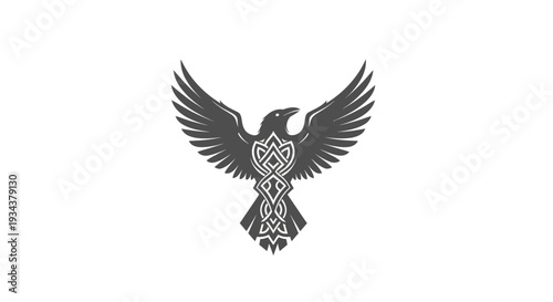 Tribal Raven Tattoo Design with Celtic Knot Ornament