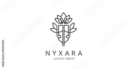 Elegant Lotus Crest Logo - Minimalist Floral Emblem Design