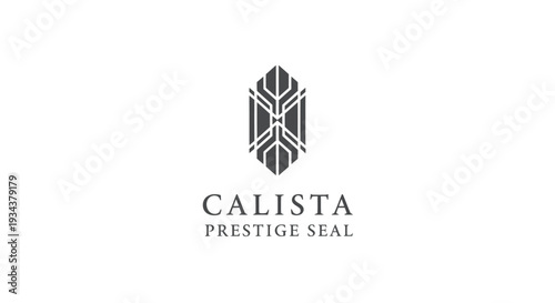 Calista Prestige Seal Logo: Abstract Geometric Emblem with Elegant Typography
