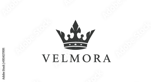 Elegant Crown Logo with Brand Name VELMORA - Royal Symbol of Power and Luxury