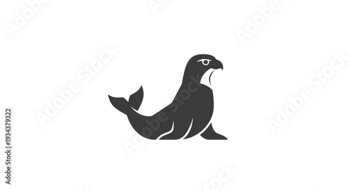 Stylized Silhouette of a Mythical Creature: Eagle Head Seal Hybrid