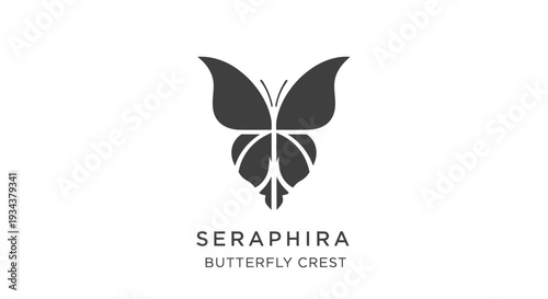 Monochromatic Butterfly Crest Logo Design