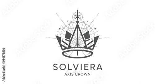Geometric Crown Logo with Celestial Elements and Text