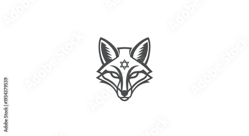 Geometric Fox Head with Star of David Symbol