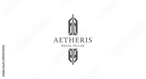 Modern abstract logo design, regal pillar, Aetheris company brand