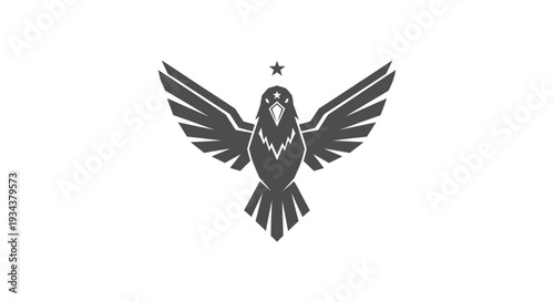 Stylized Eagle Emblem with Wings Spread and Star Above