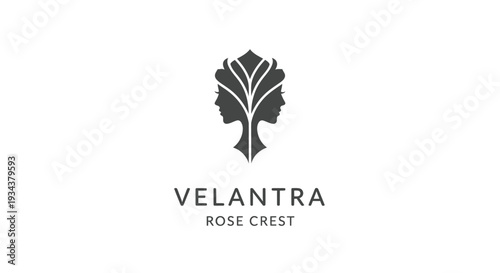 Abstract Logo Design: Two Faces Profile with Rose Crest and Text