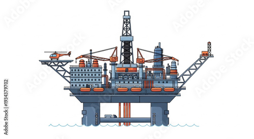 Offshore Oil Rig Platform Structure.
