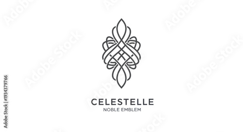Elegant abstract emblem logo with text "CELESTELLE NOBLE EMBLEM"