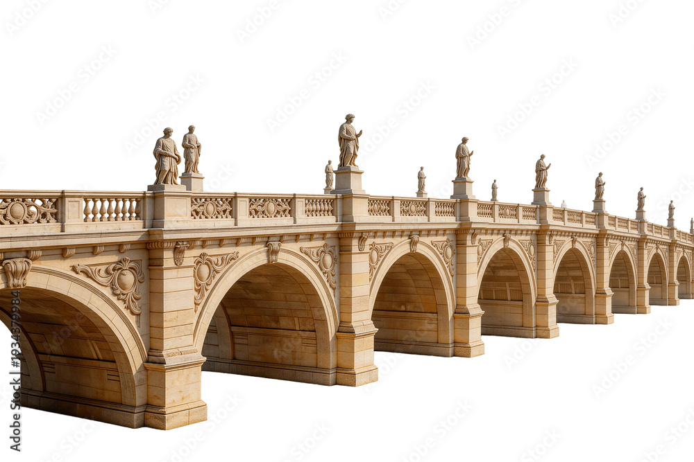 Fototapeta premium Ornate Stone Bridge with Statues and Arches