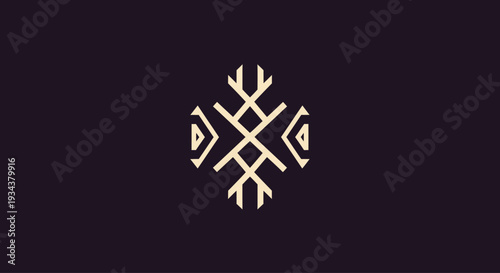 Geometric Symbol, Abstract Logo Design, Minimalist Emblem on Dark Background