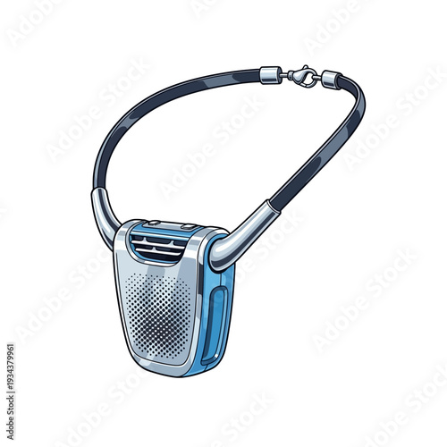 Vector illustration of a portable personal air purifier necklace, a wearable device for clean air on the go, designed for modern lifestyles