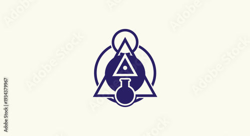 Alchemy Symbol of Transformation and Science with Flask and Triangle