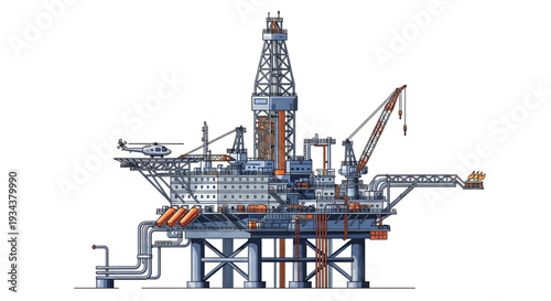 Offshore Oil Rig Platform Structure.