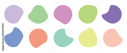 Abstract Liquid Vector Elements - abstract shapes, organic forms, colorful blobs, fluid shapes, modern background. Random deformed abstract figures, wavy spots or fluid amorphous.