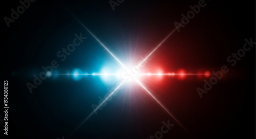 Bright Red and Blue Police Car Lights Flashing.