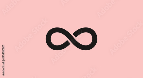 Black Infinity Symbol on Soft Pink Background, Concept of Eternity and Limitless