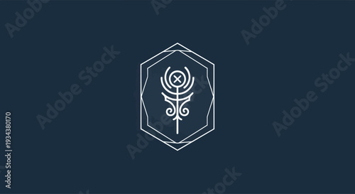 Mystical Symbol Emblem Logo Design on Dark Blue Background