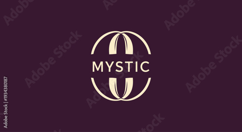 Mystic Logo with Abstract Globe Symbol on Purple Background