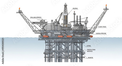 Offshore Oil Rig Platform Structure.