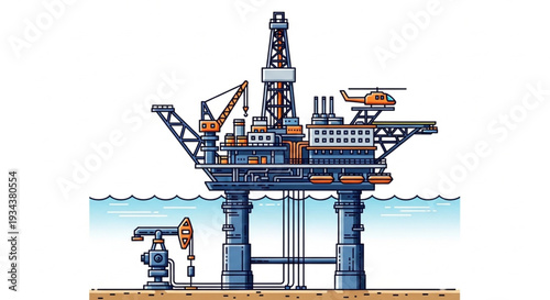 Offshore Oil Rig Platform Structure.