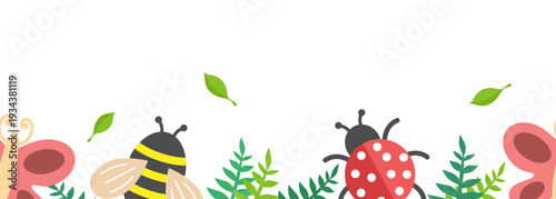 Spring. Seamless spring border. Vector illustration.