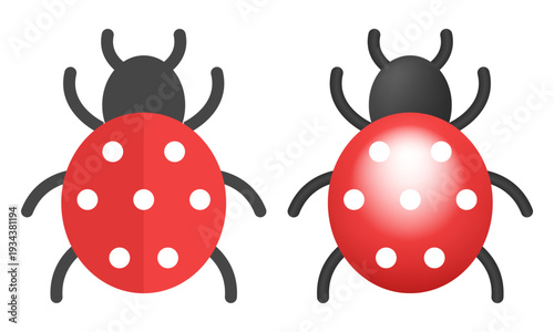 Ladybug. Vector flat and 3D icon isolated on white background.