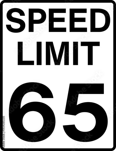 Speed limit 65 mph traffic sign