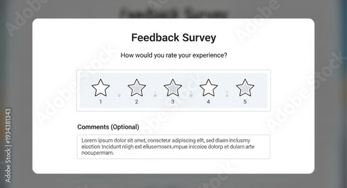 Customer feedback survey with star rating and comment box.