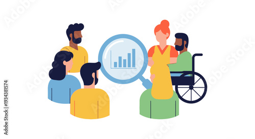 Diverse Team Analyzing Data & Market Research for Business Growth. Inclusive Collaboration & Analytics Concept.