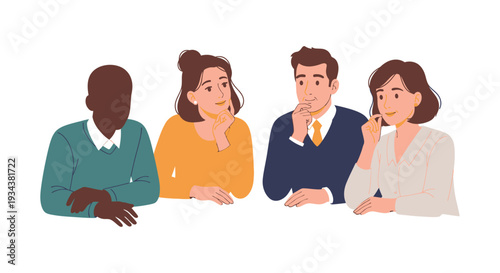 Diverse Group of Thoughtful Business People Brainstorming & Collaborating, Engaged in Problem Solving & Decision Making